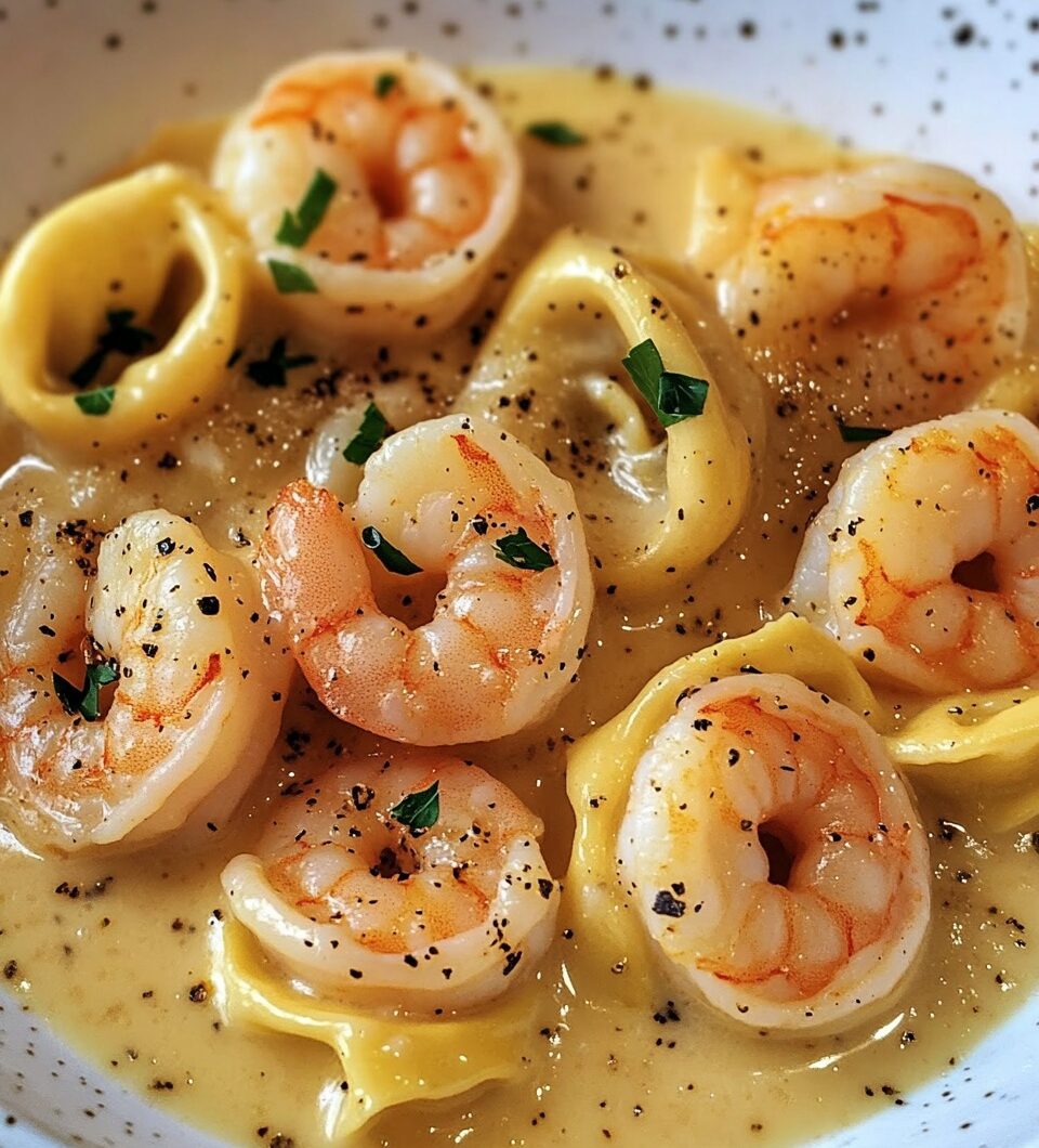 Shrimp Tortellini with Lemon Garlic Cream Sauce