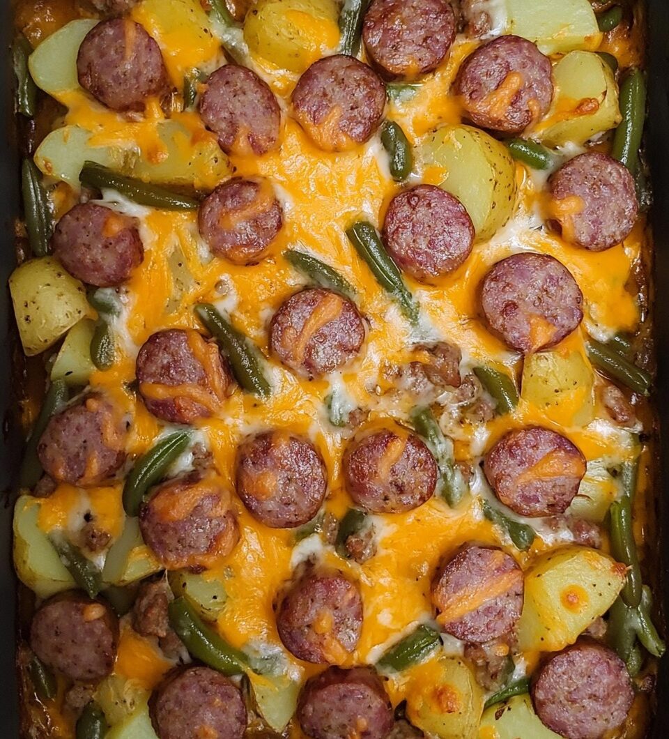 Smoked Sausage, Potato, and Green Bean Bake