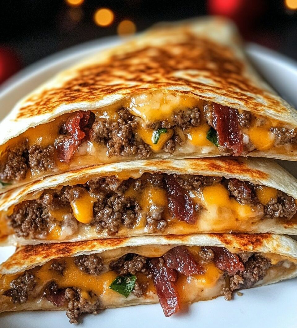 Maple Bacon Cheeseburger Bomb Quesadillas