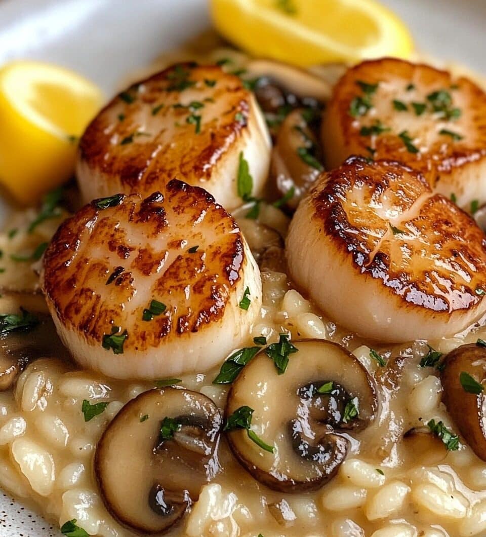 Scallops and Mushroom Risotto