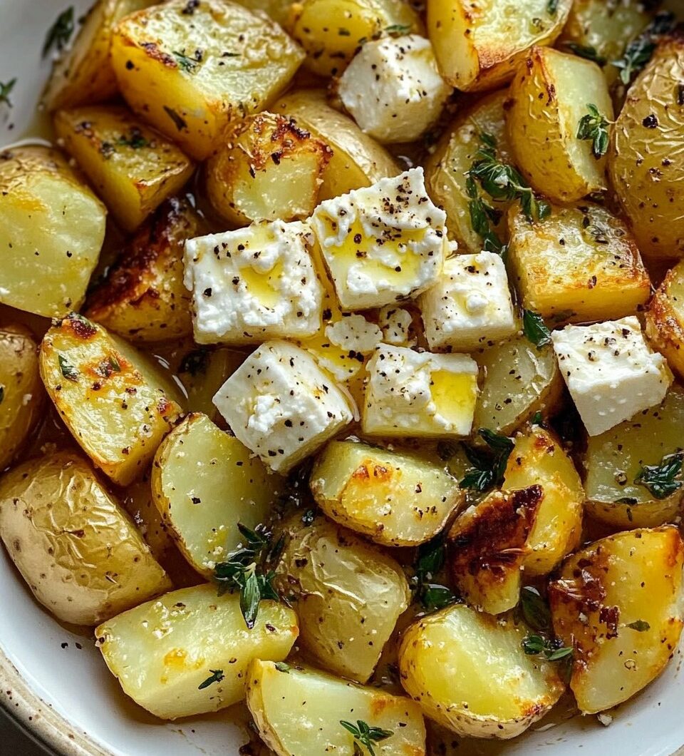 Roasted Potatoes with Baked Feta and Garlic