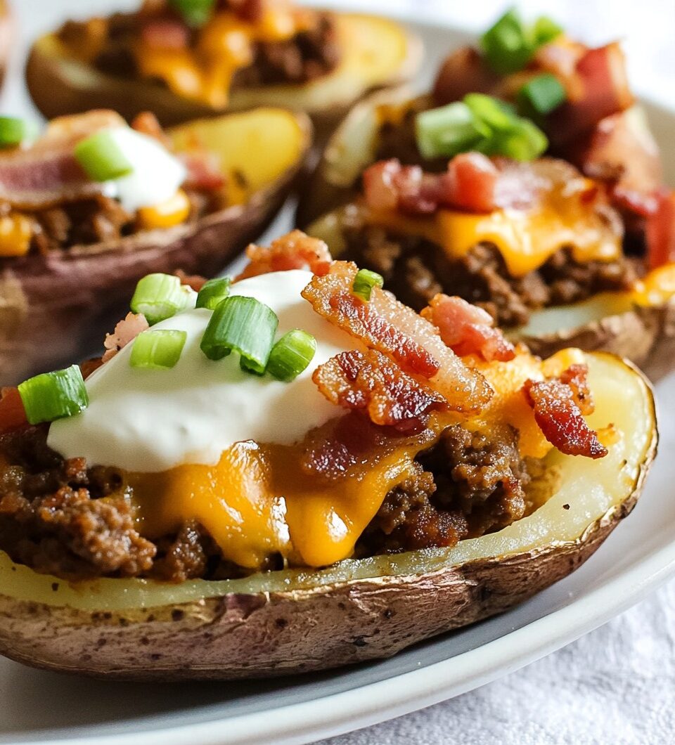 Loaded Bacon Cheeseburger Potato Skins