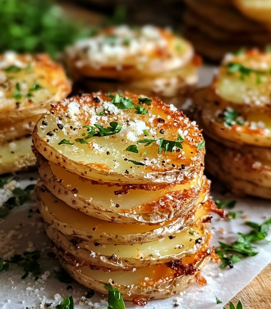 Crispy Truffle Parmesan Potato Stacks: