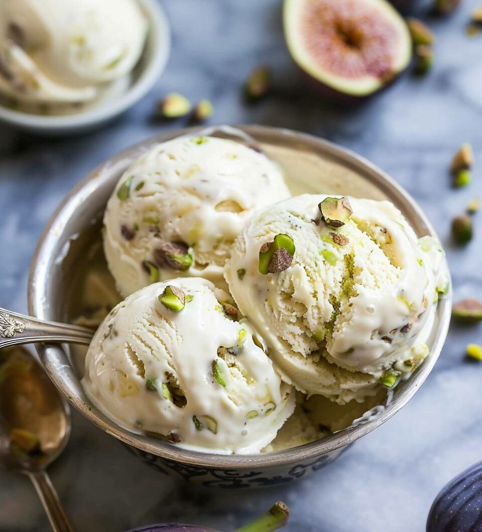 Ricotta Gelato with Pistachio and Fig