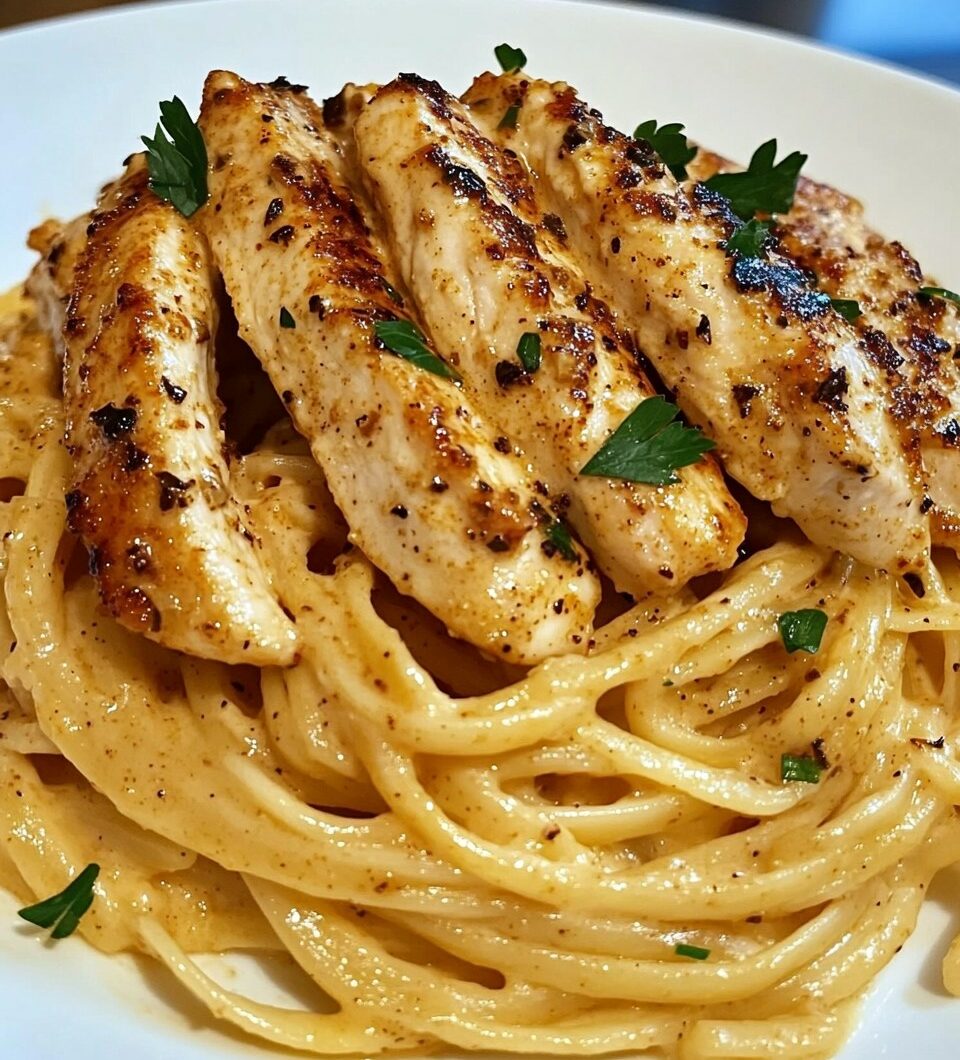 Savory Cajun Chicken over Creamy Parmesan Linguine