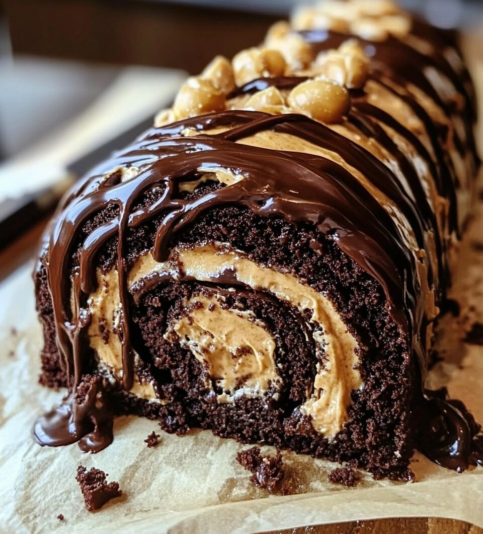 Decadent Chocolate Peanut Butter Cake Roll