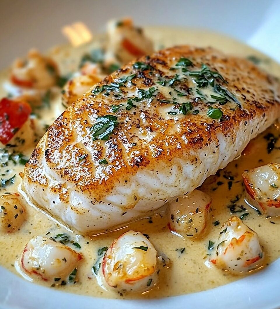 Seared Snapper with Lobster Cream Sauce