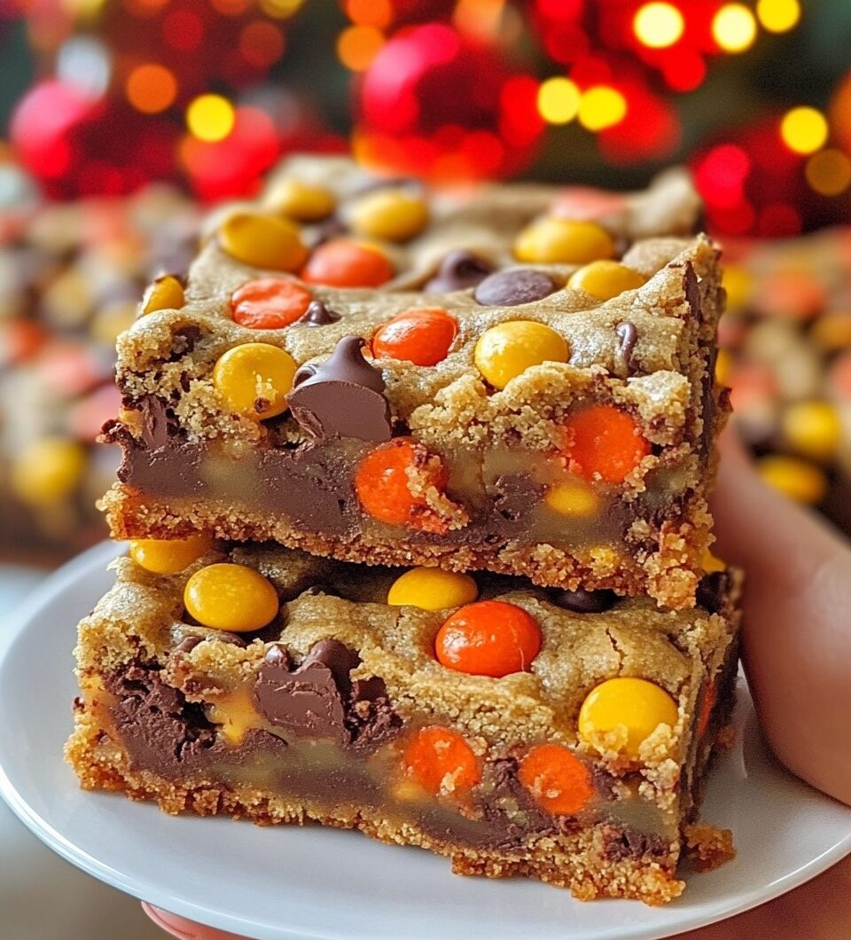 Chocolate Chip & Reese’s Pieces Cookie Bars