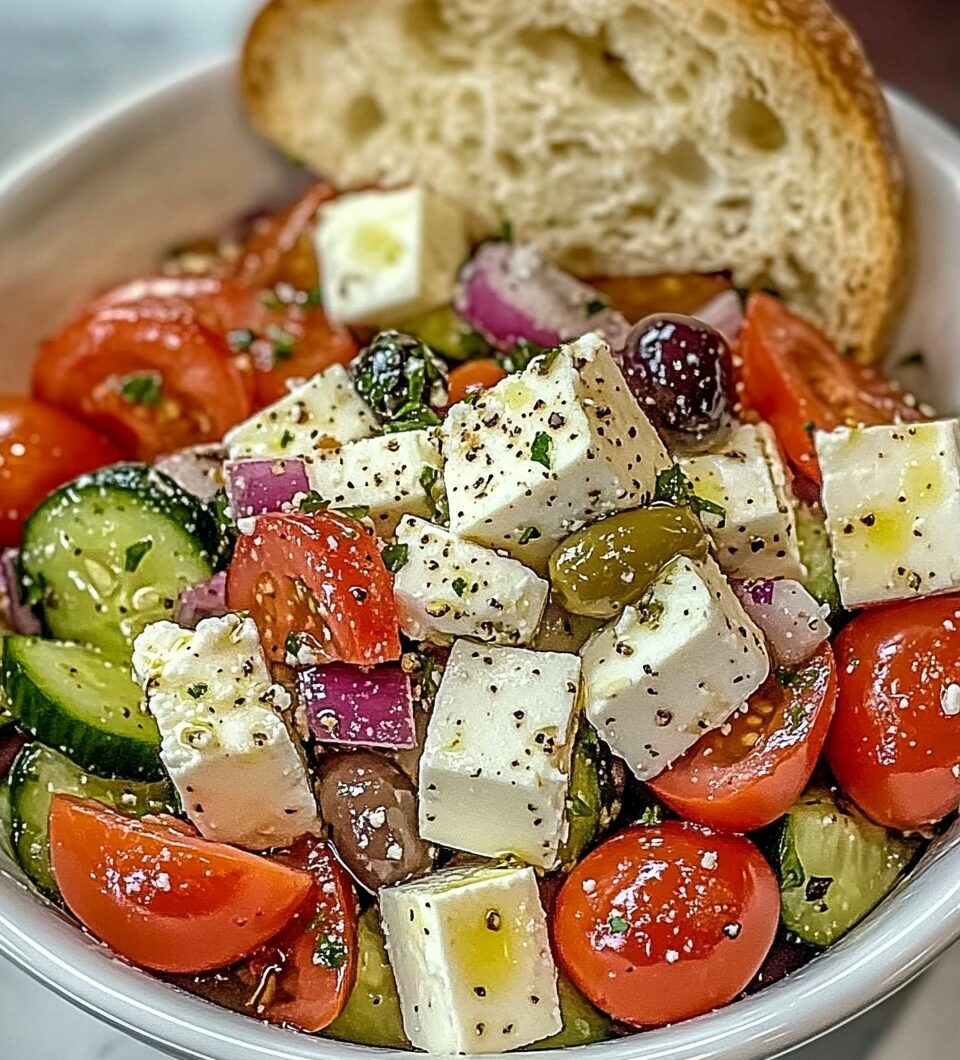 Greek Feta Salad with Crusty Bread