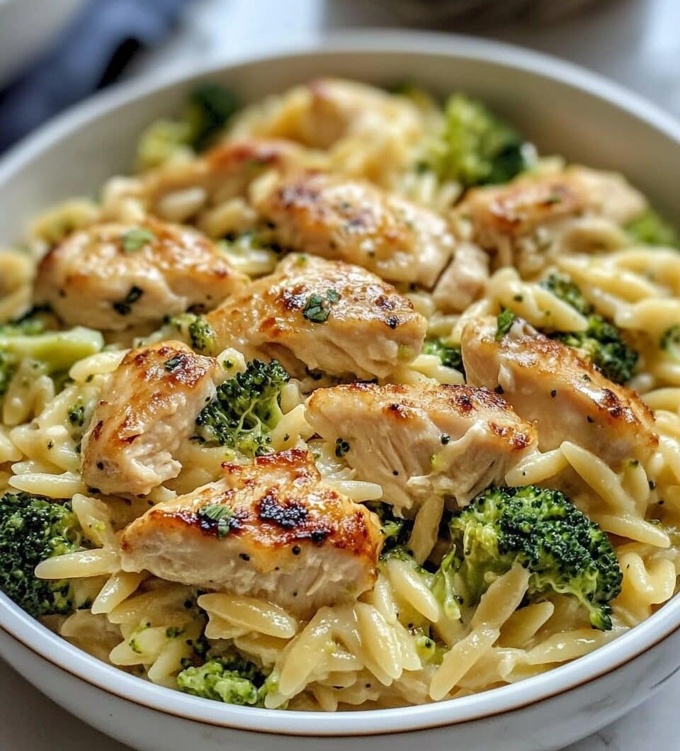 Broccoli Cheddar Chicken Orzo