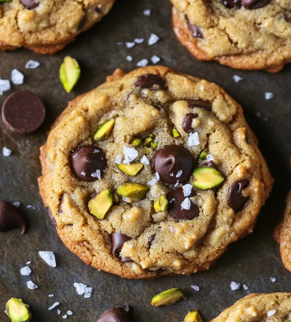 Pistachio, and Dark Chocolate Chip Cookies