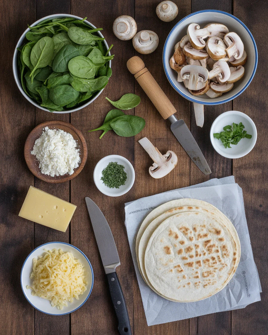 Baked Spinach Mushroom Quesadillas