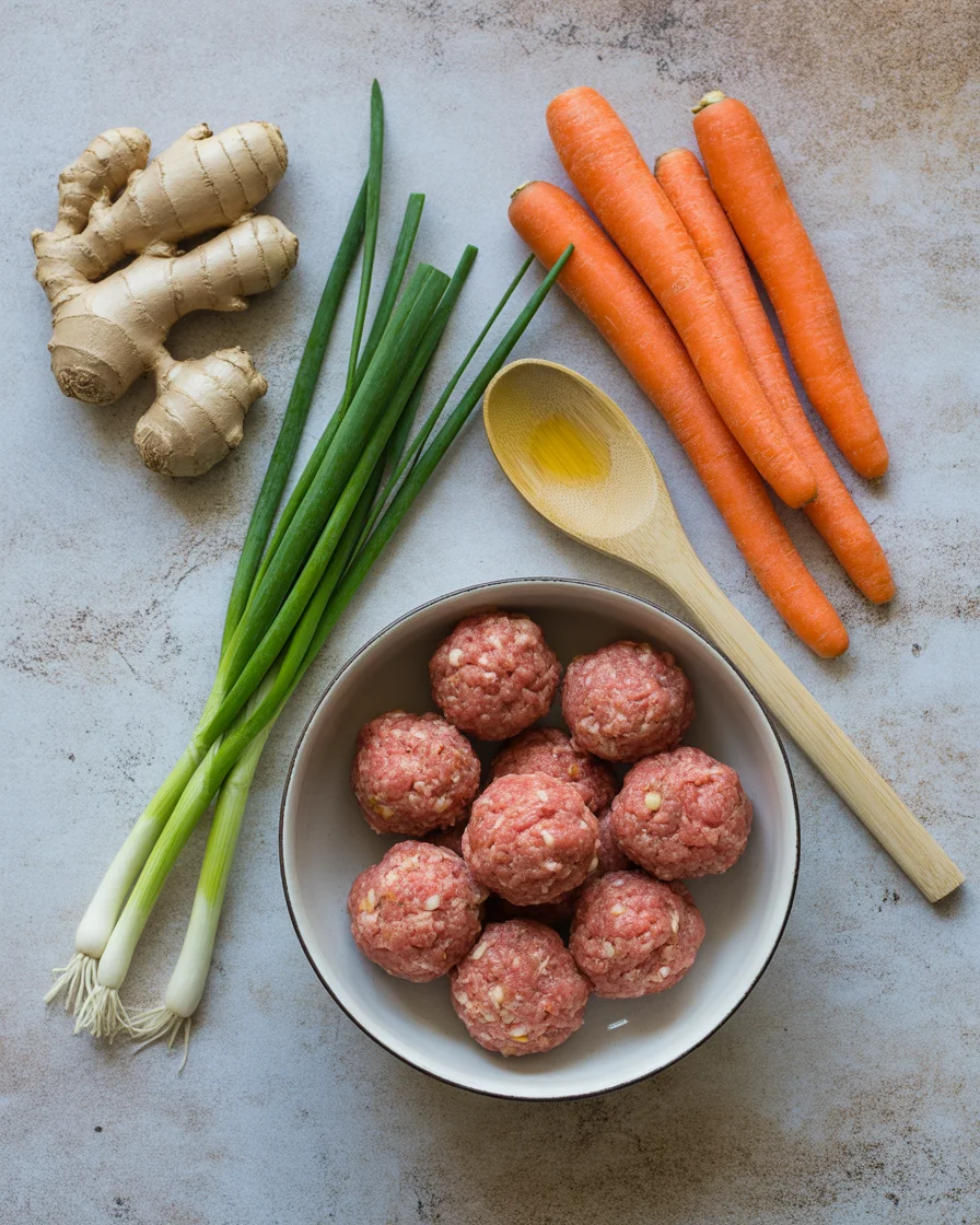 Ginger Pork Meatball Soup with Bok Choy