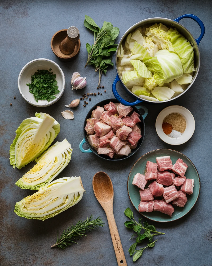 One-Pot Pork and Cabbage Stew with Cheddar Dumplings