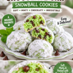 Mint Chocolate Chip Snowball Cookies