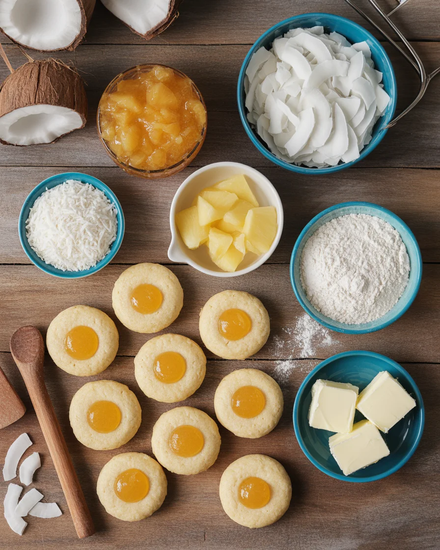 Hawaiian Pineapple Coconut Thumbprint Cookies
