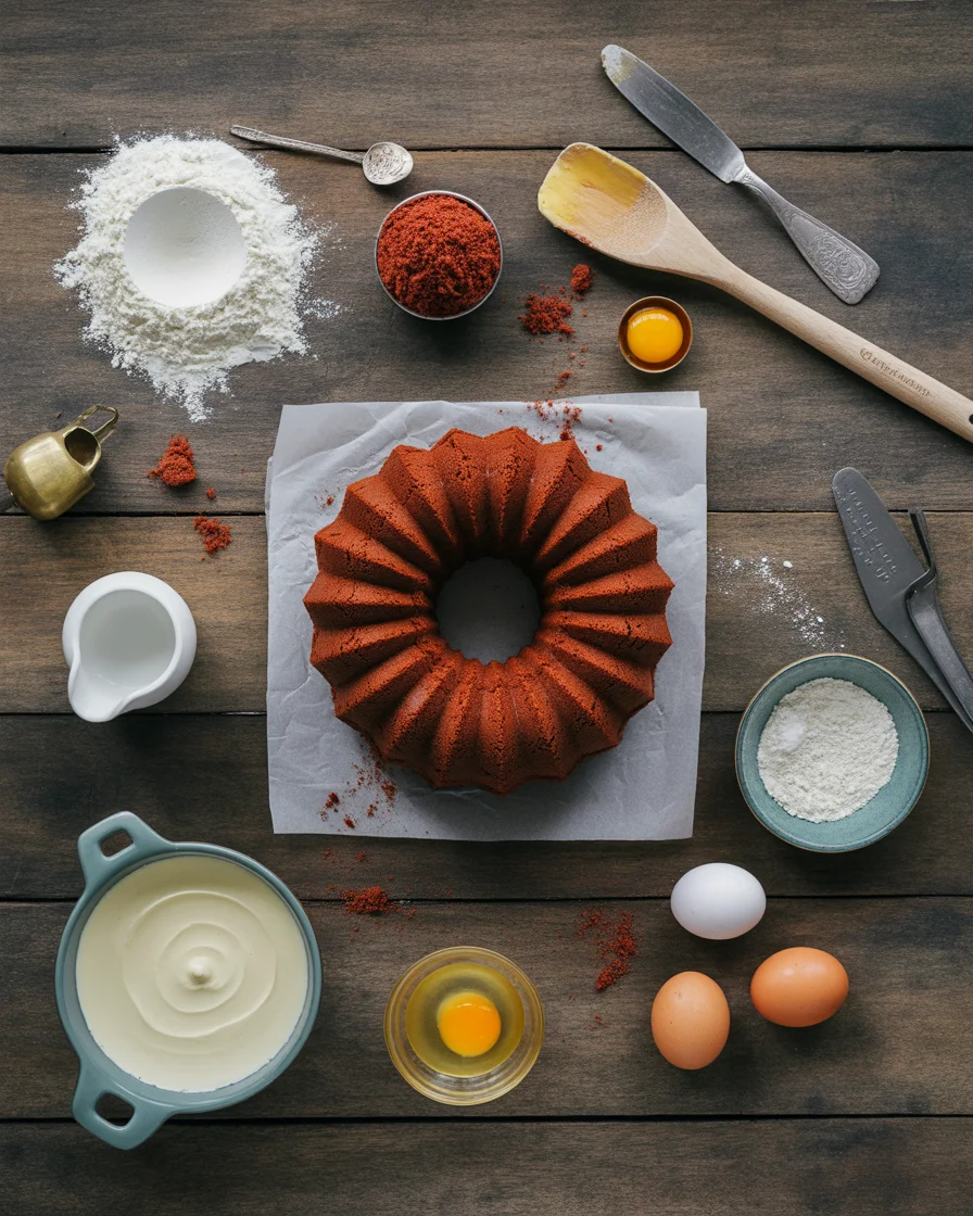 Layered Red Velvet Cheesecake Bundt Cake