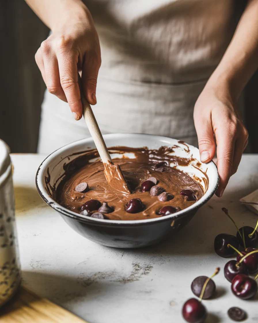 Gooey Chocolate Cherry Muffins