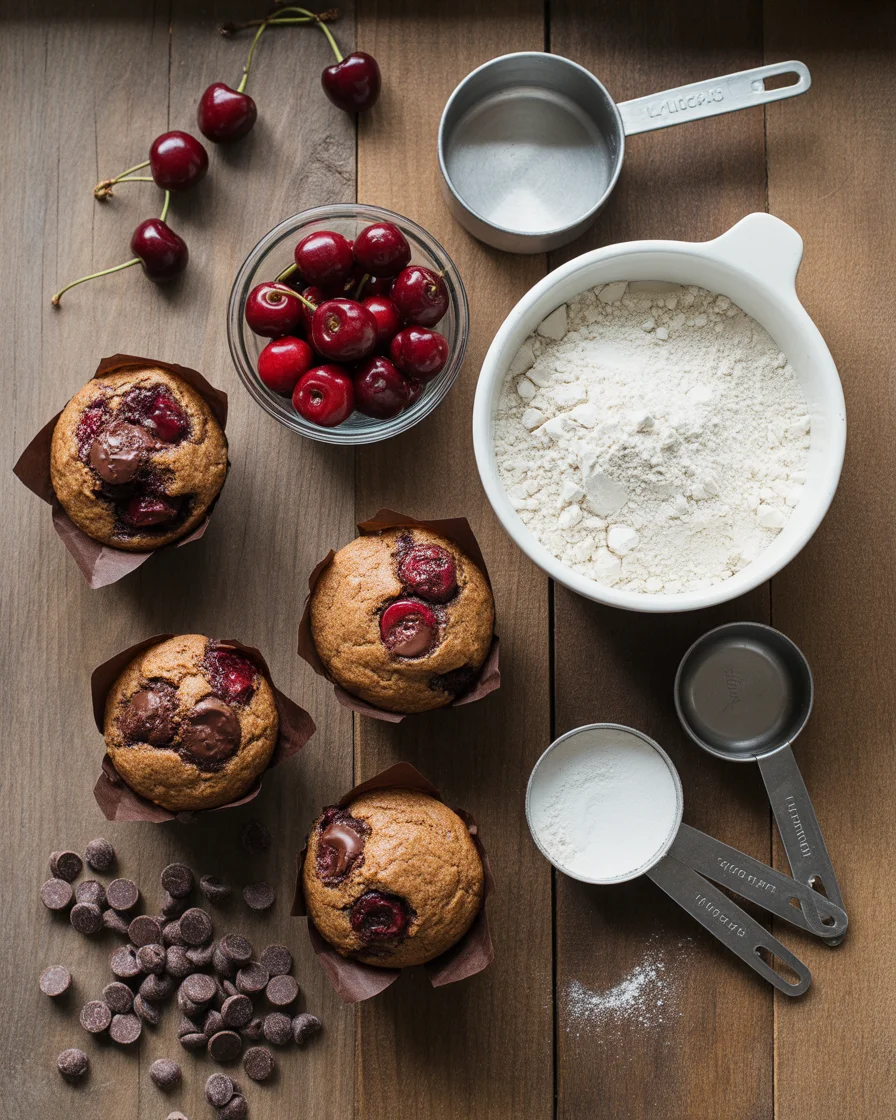 Gooey Chocolate Cherry Muffins