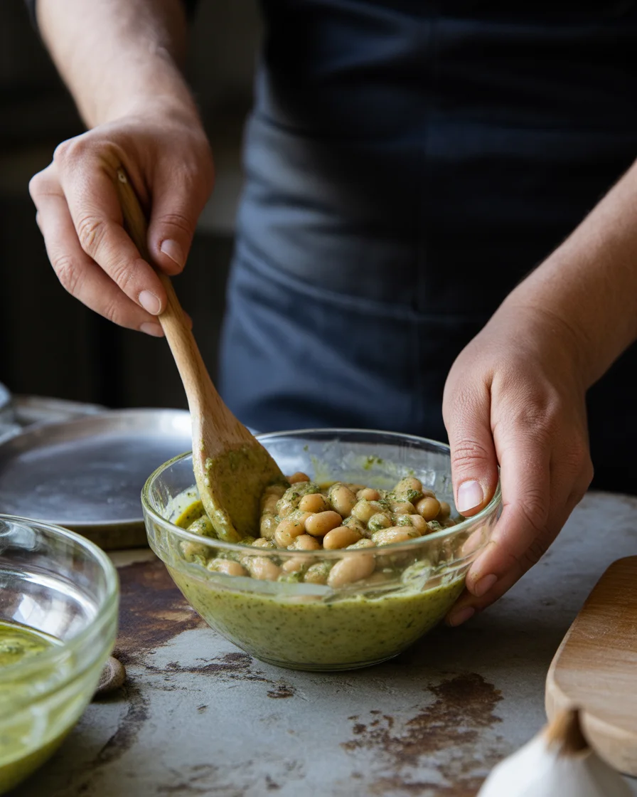 2-Ingredient Creamy Pesto Beans