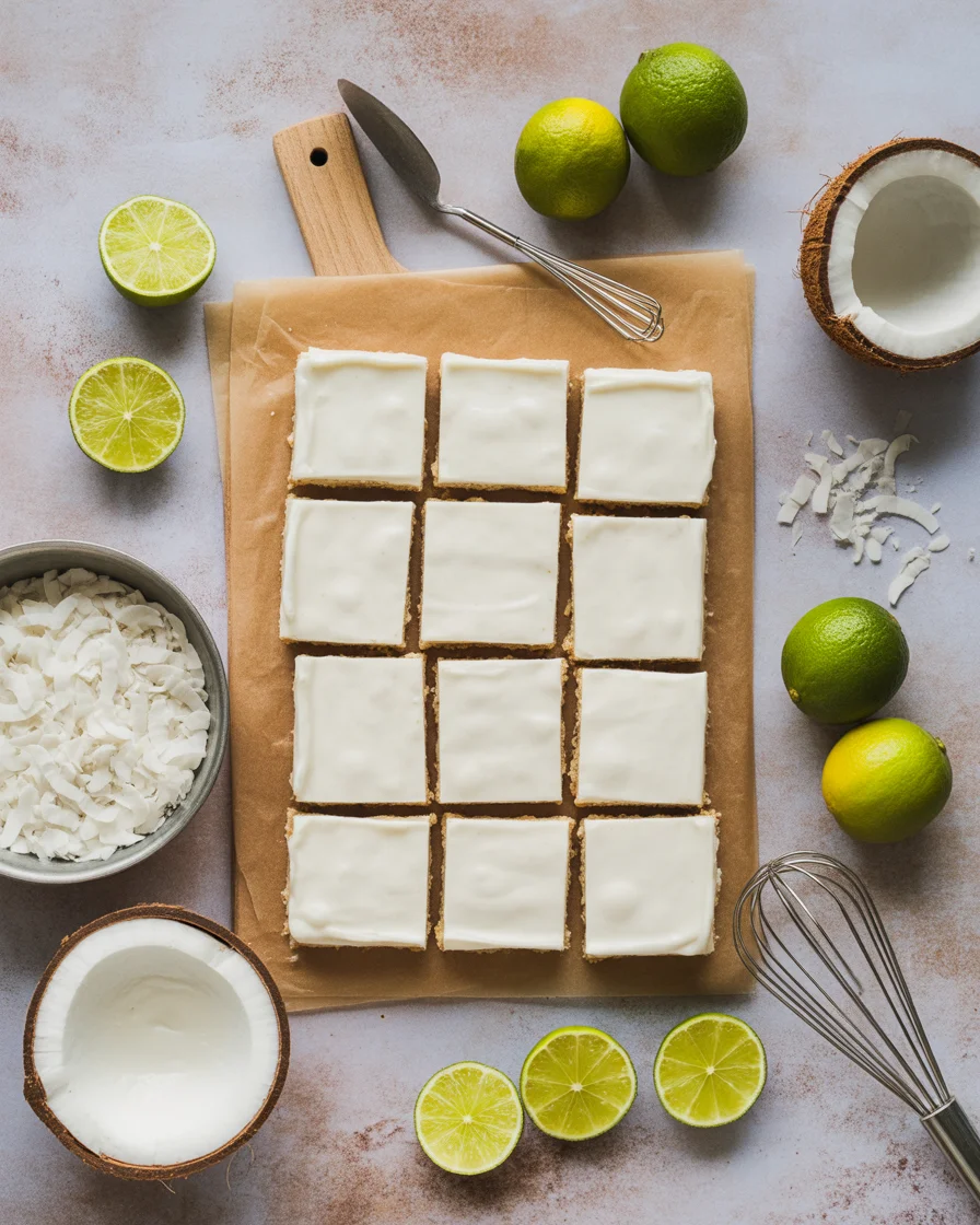 Lime Frosted Coconut Bars