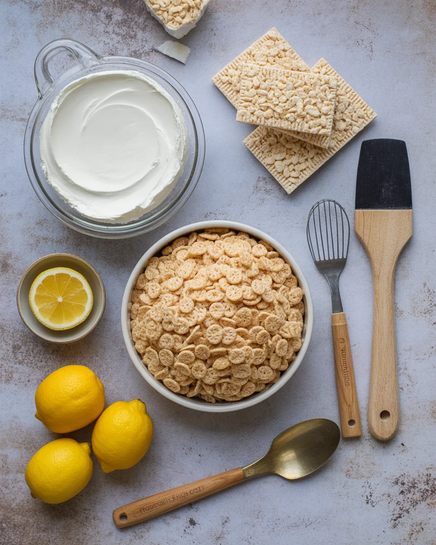 No-Bake Lemon Cheesecake Rice Krispie Treats
