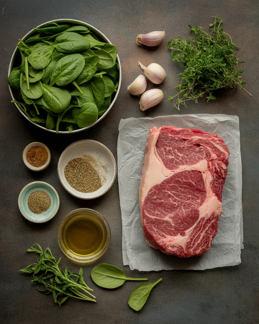 Creamy Spinach Stuffed Flank Steak Pinwheels