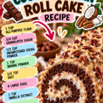 German Chocolate Coconut Pecan Roll Cake
