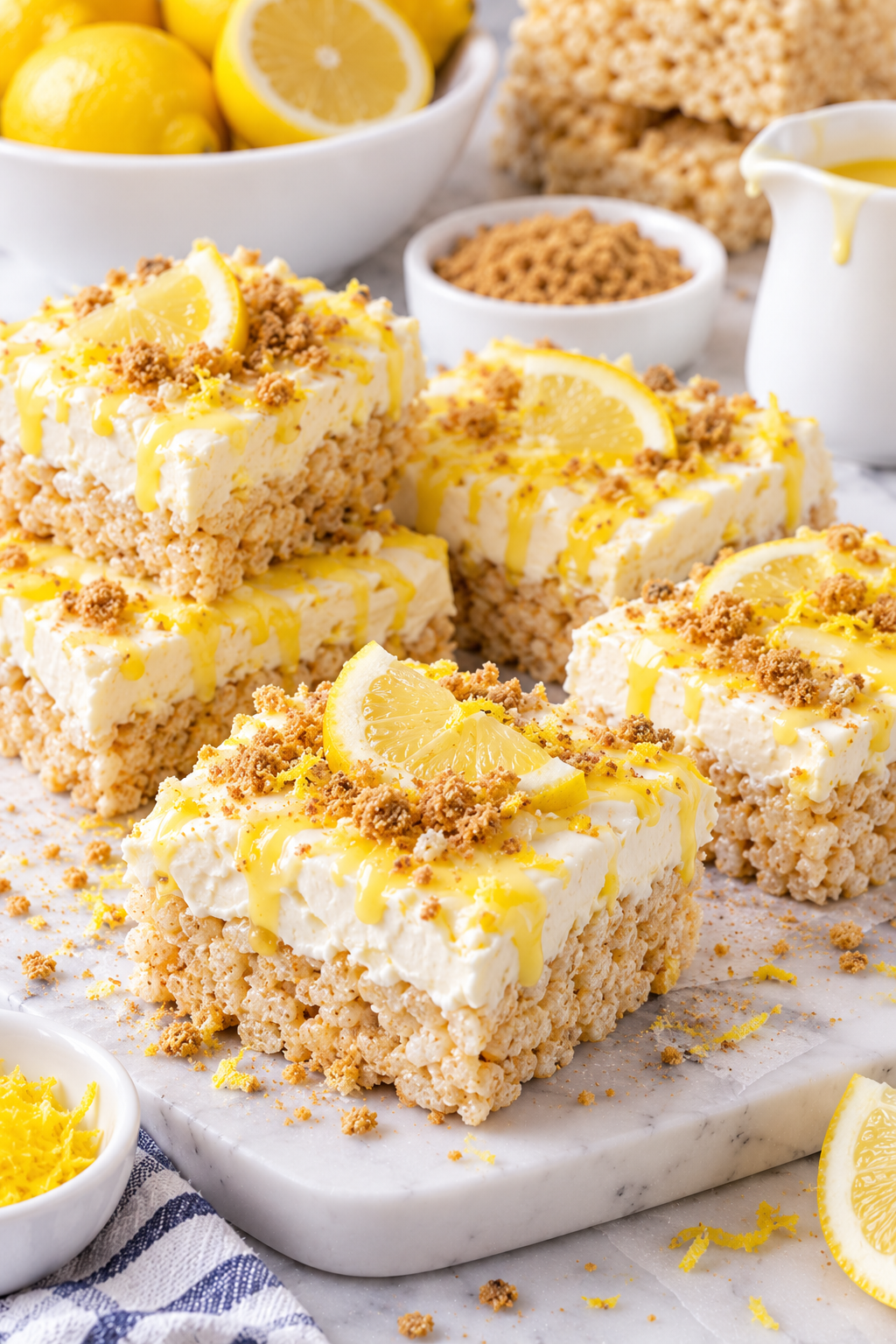 No-Bake Lemon Cheesecake Rice Krispie Treats