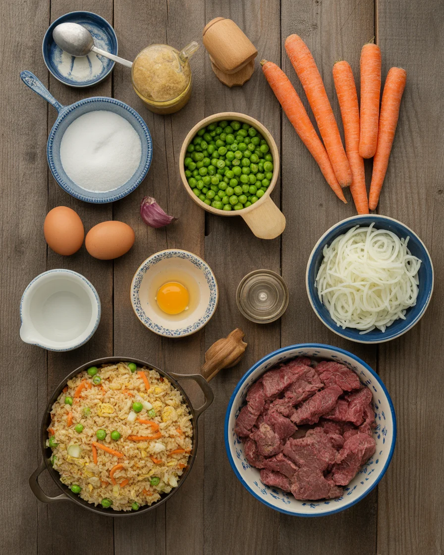Baked Onion Beef Fried Rice