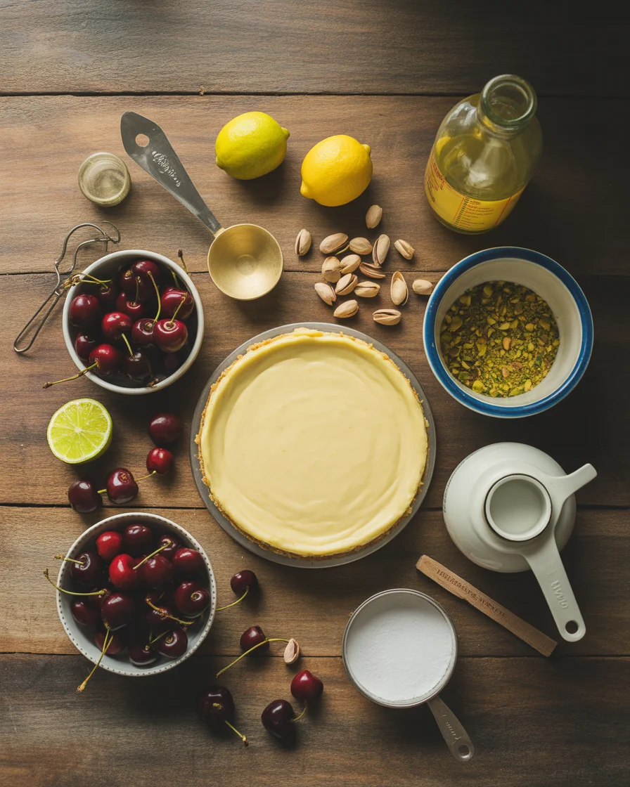 Lemon-Lime Cherry Pistachio Cheesecake Bars