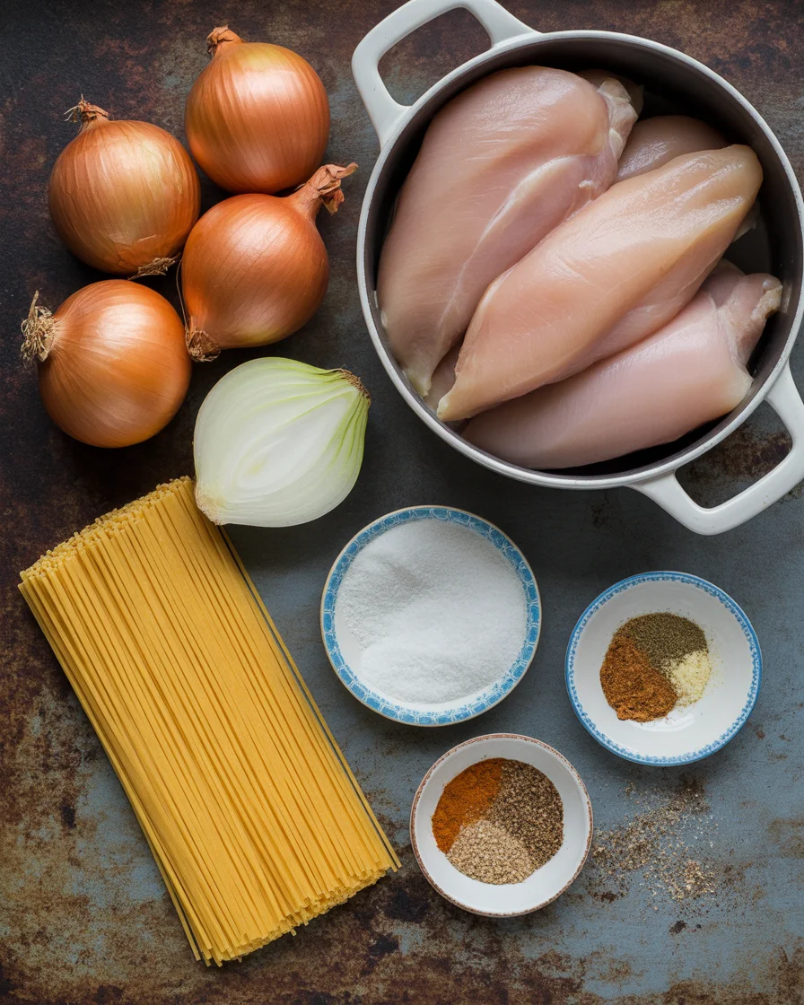French Onion Chicken Noodle Casserole