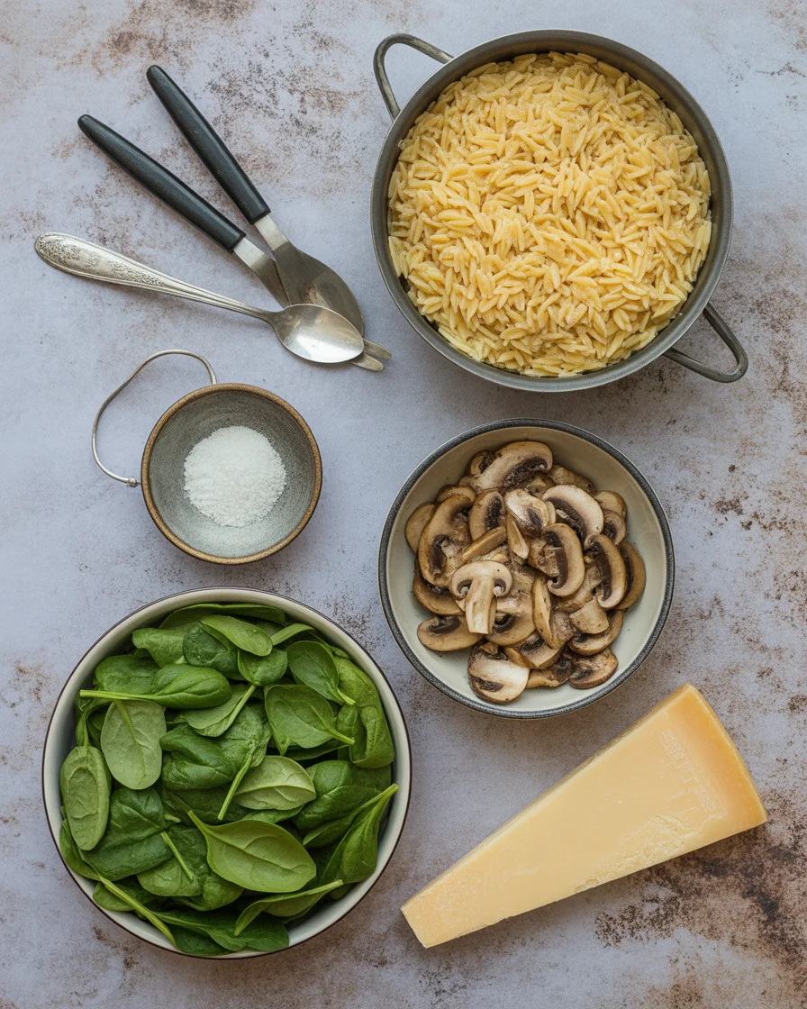 Spinach Mushroom Orzo