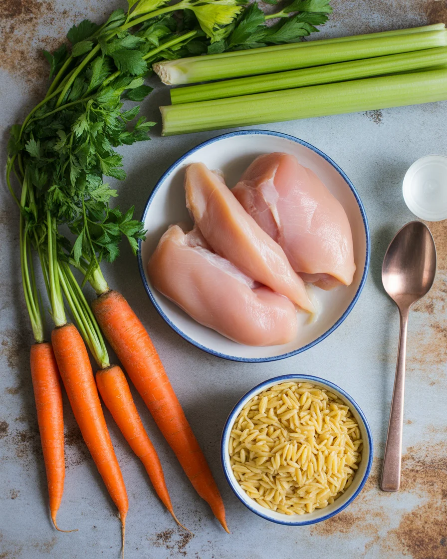 Lemon chicken orzo soup