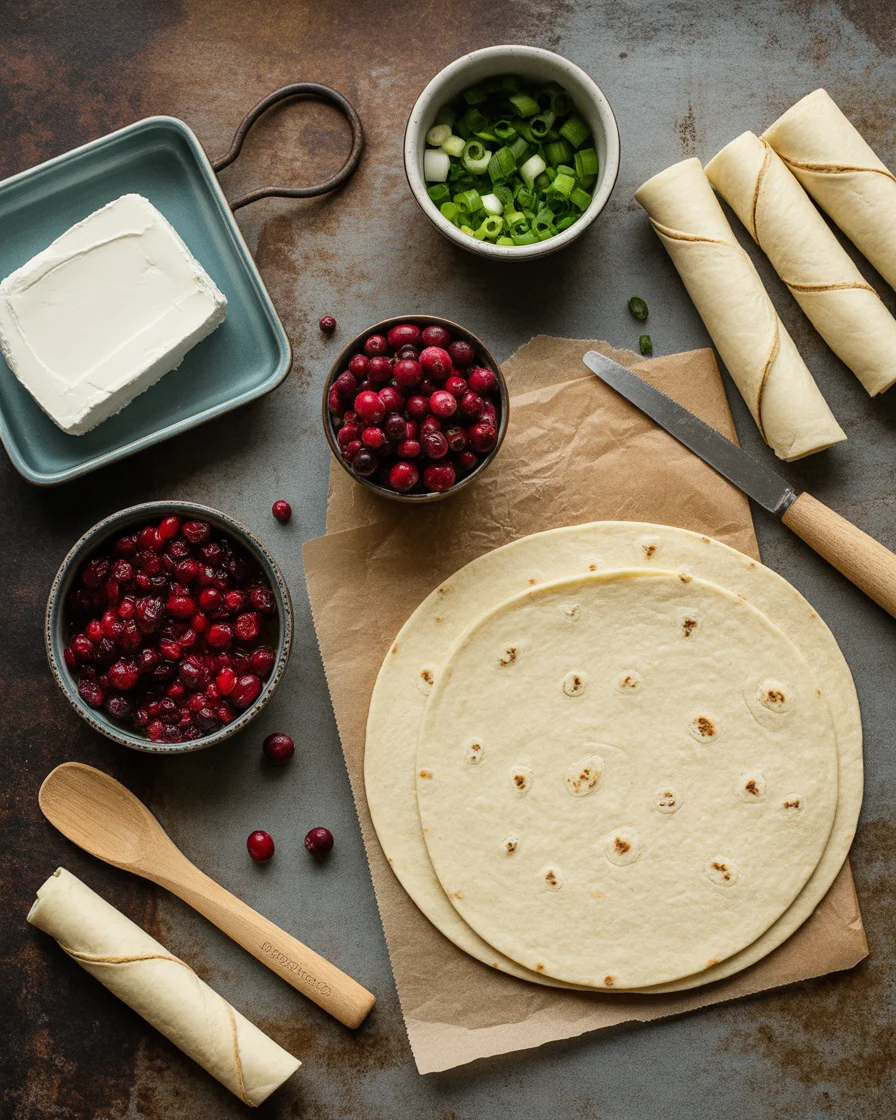 Cranberry Feta Pinwheels with Cream Cheese