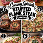 Creamy Spinach Stuffed Flank Steak Pinwheels