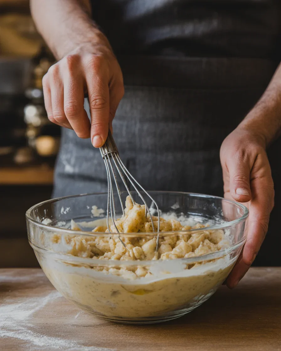 Bread Pudding in Casserole with Vanilla Sauce