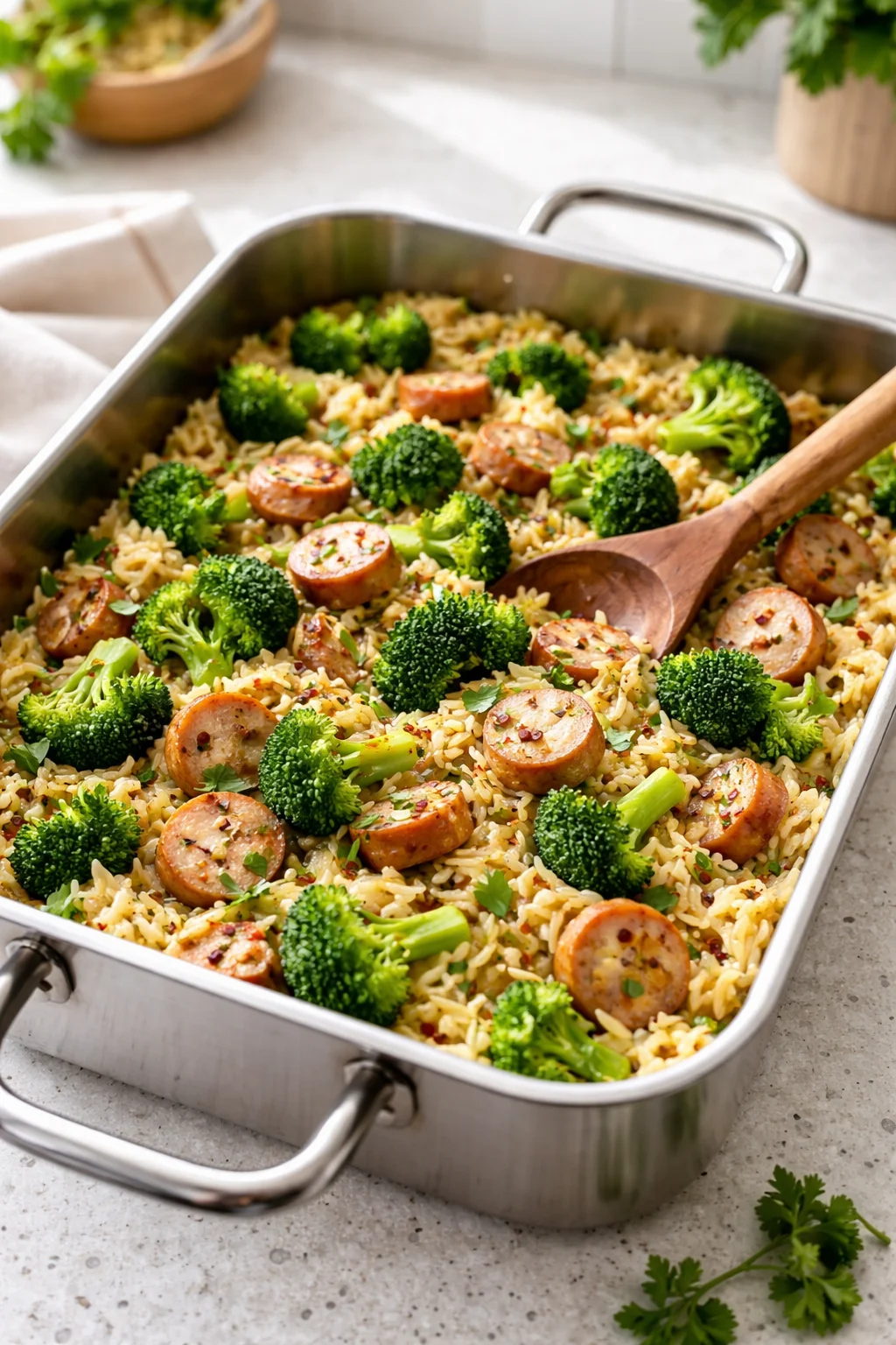 Chicken Sausage and Broccoli Orzo