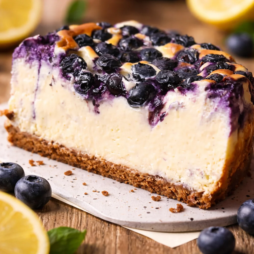 Sliced Citrus Berry Burnt Cheesecake topped with fresh berries and citrus zest.