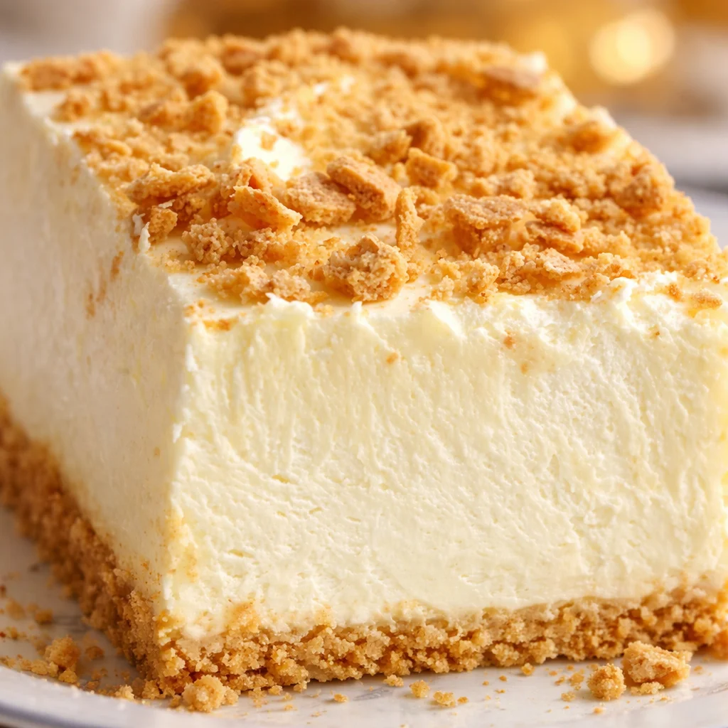 Famous Woolworth Ice-Box Cheesecake served on a plate with lemon garnish.