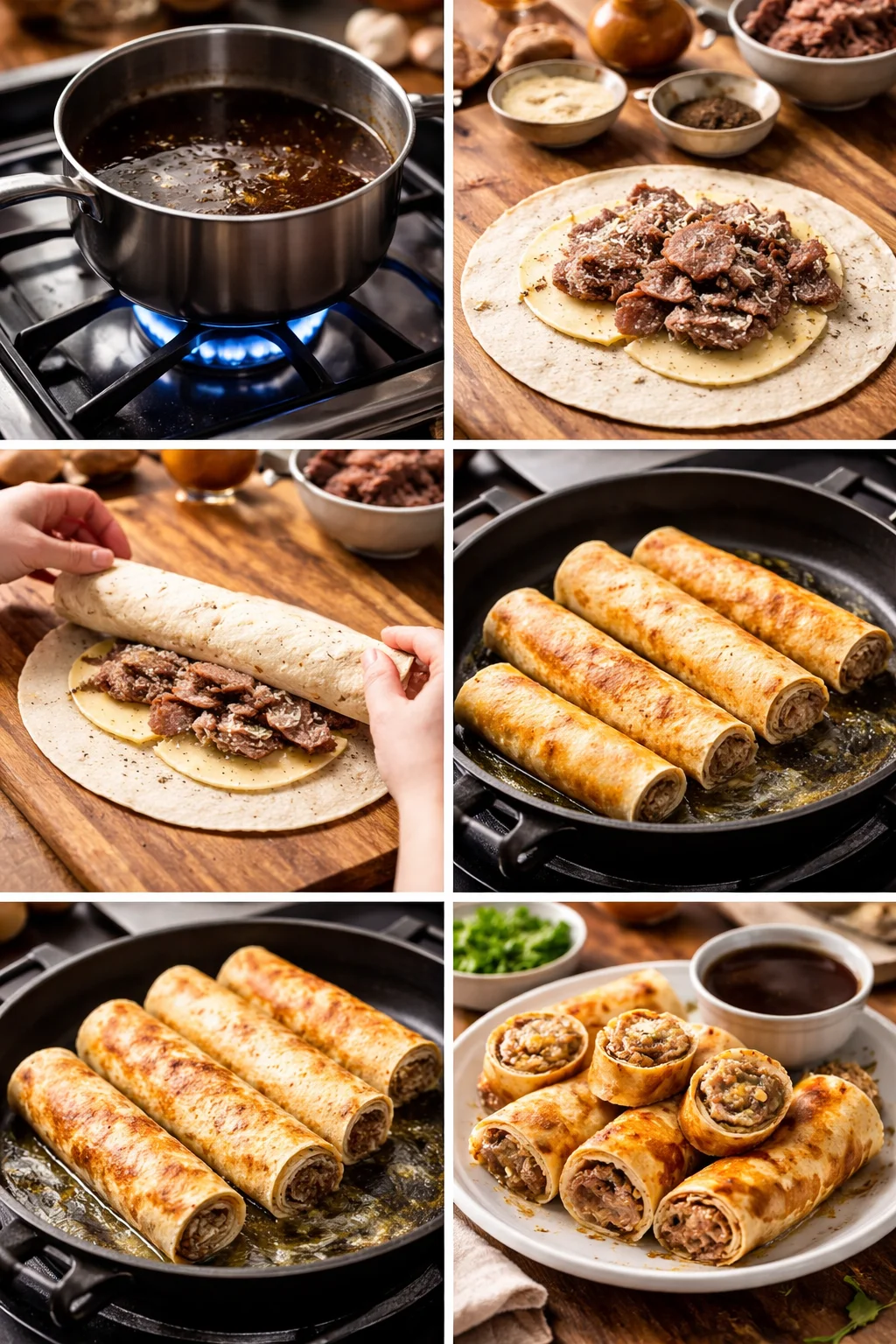 French Dip Tortilla Roll Ups