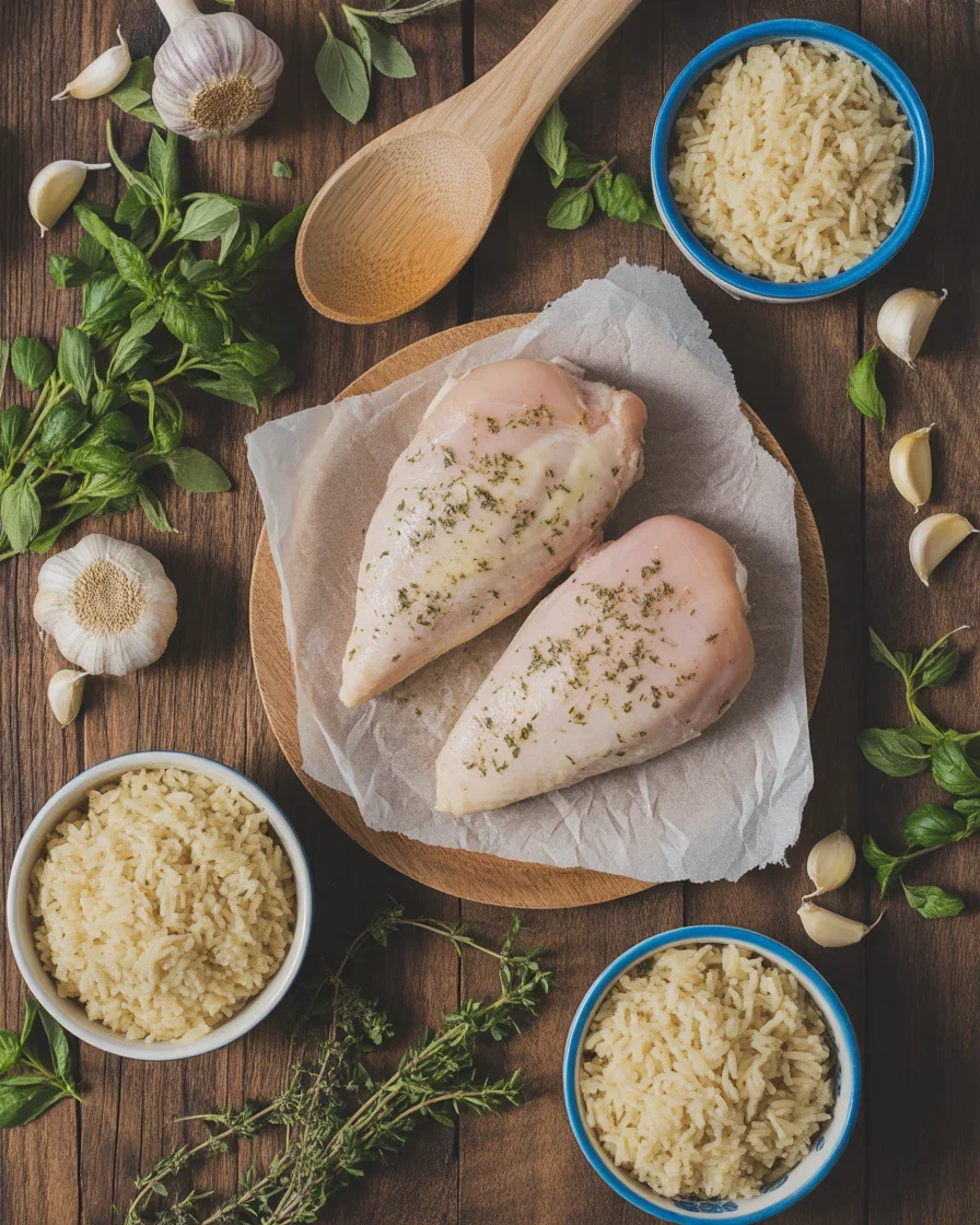 Garlic Butter Chicken with Parmesan Rice