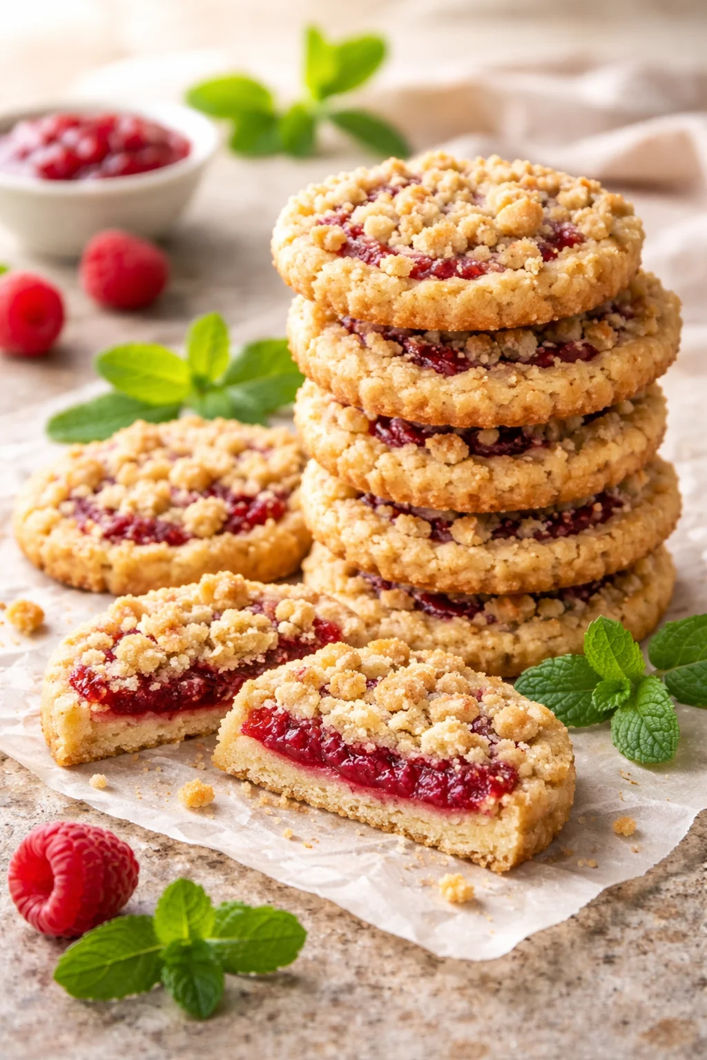 Raspberry Crumble Cookies