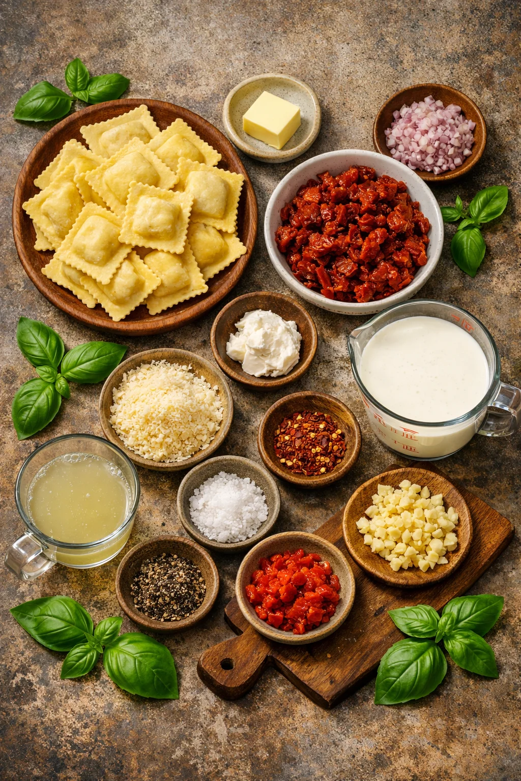 Ravioli with Sun Dried Tomato Cream Sauce