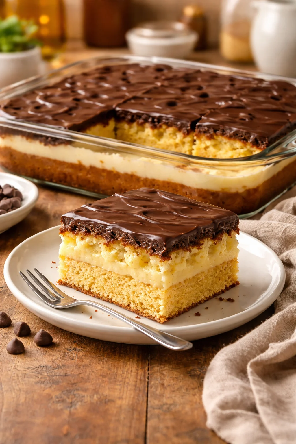 Boston Cream Poke Cake