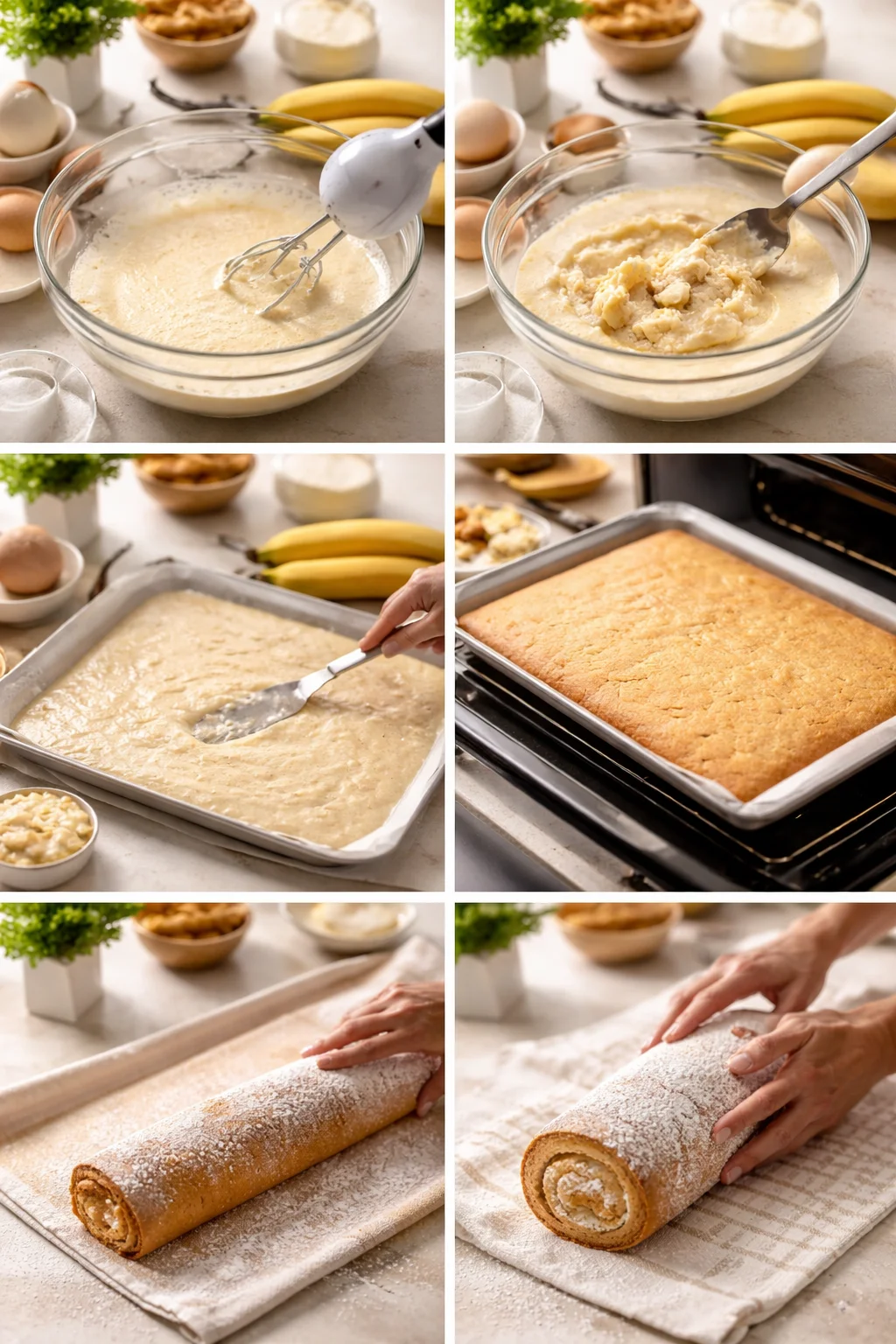 Caramel Banana Roll Cake