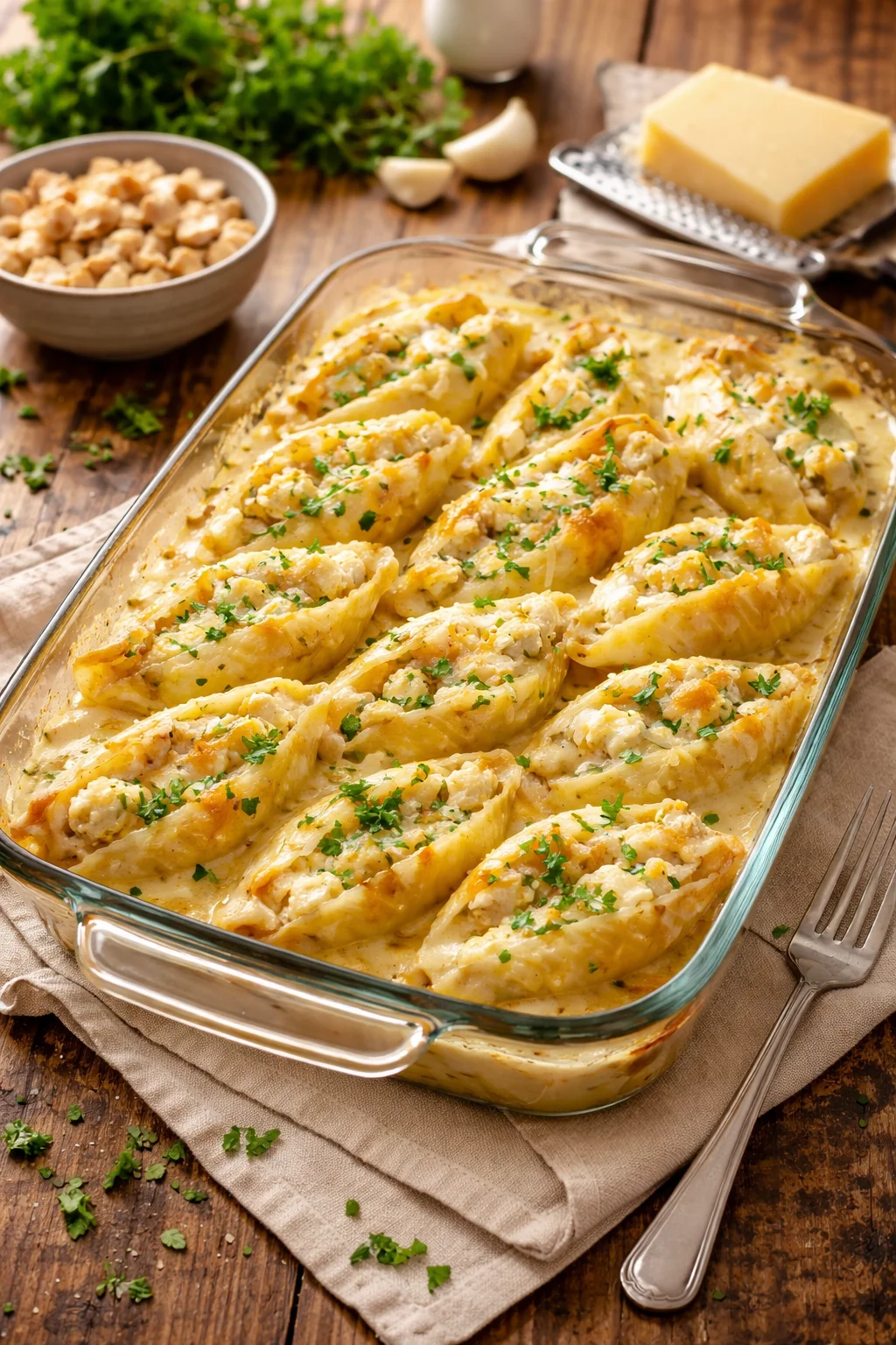 Chicken Alfredo Stuffed Shells