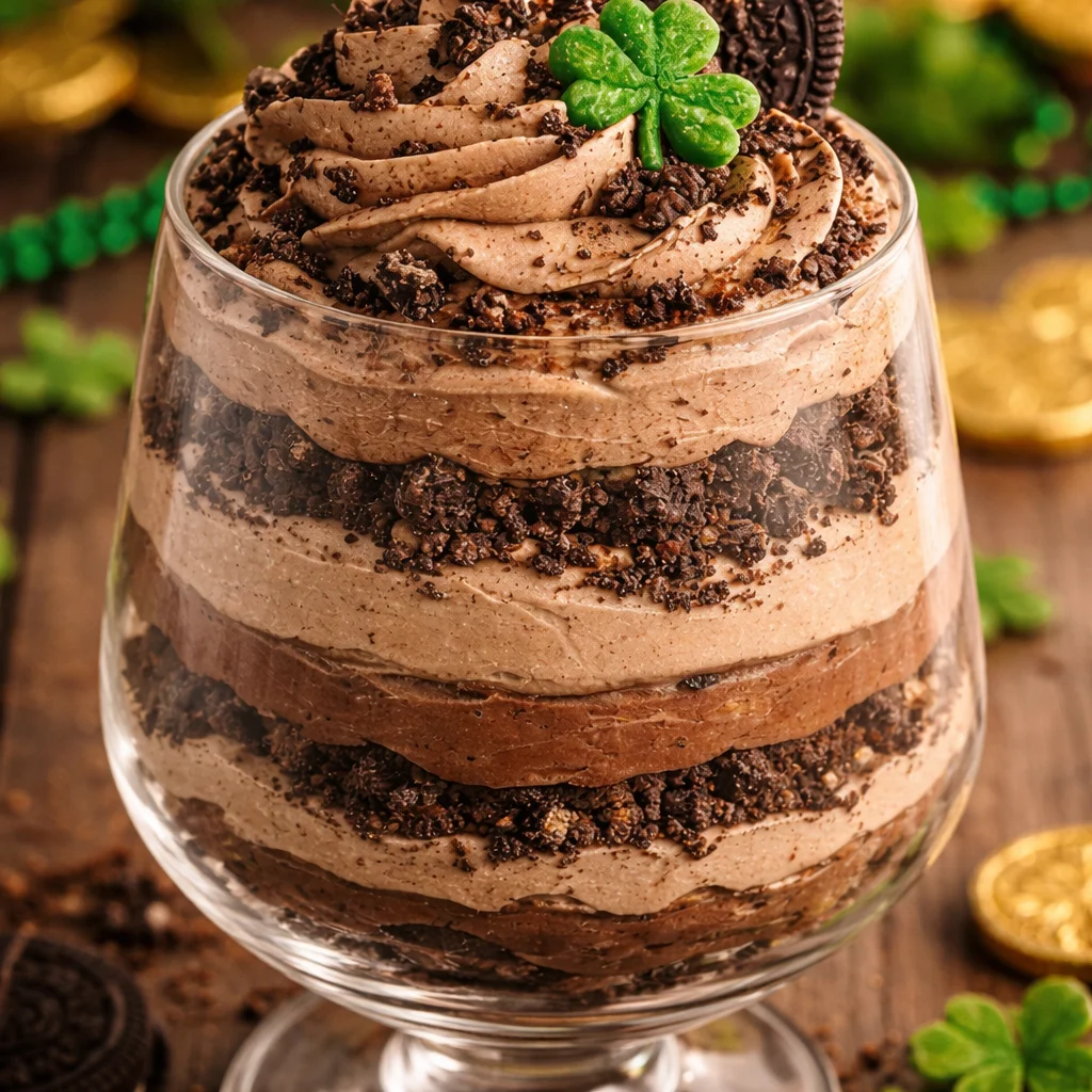 Decadent Chocolate Cheesecake Trifle with layers of chocolate and creamy cheesecake.