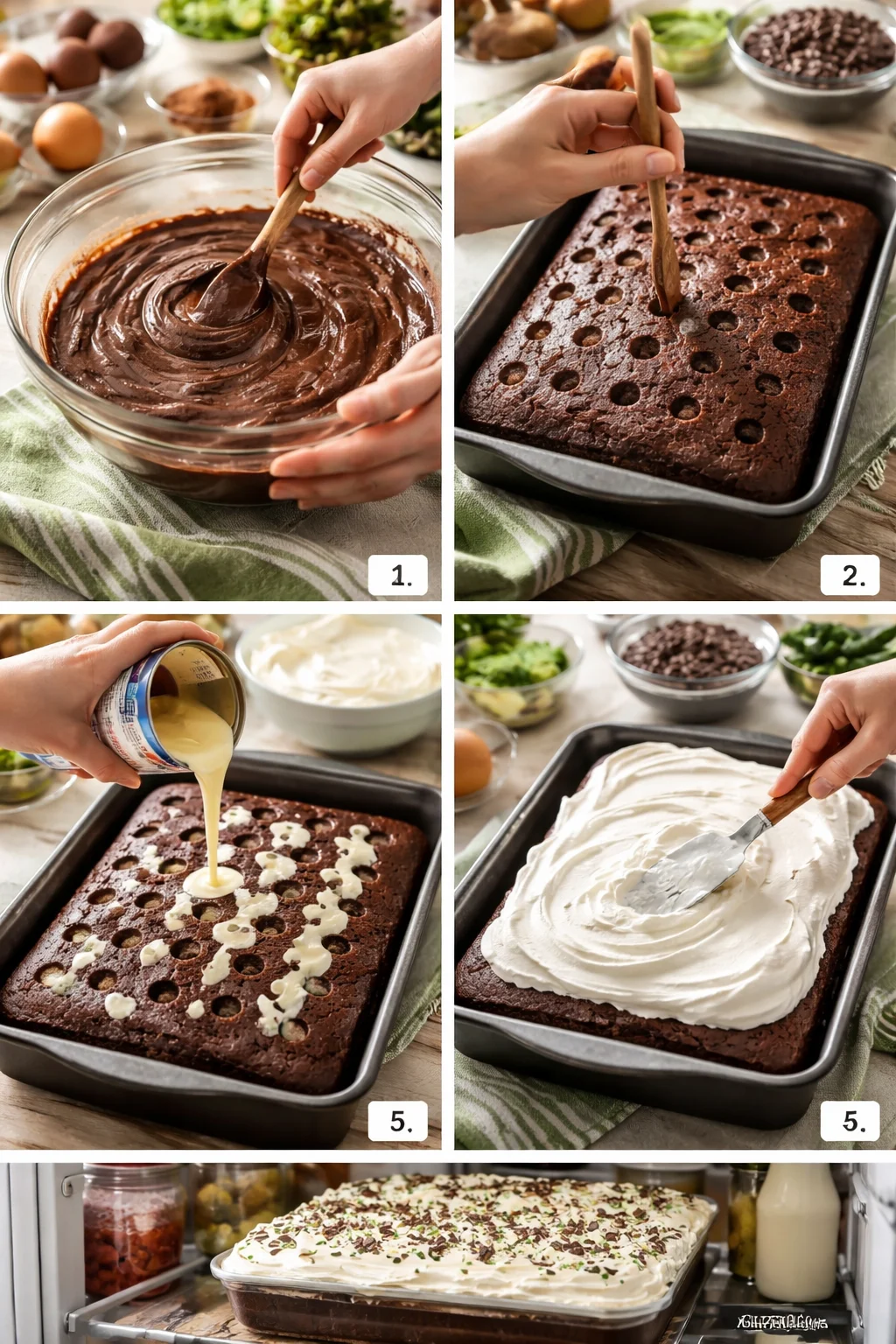 CHOCOLATE MINT POKE CAKE