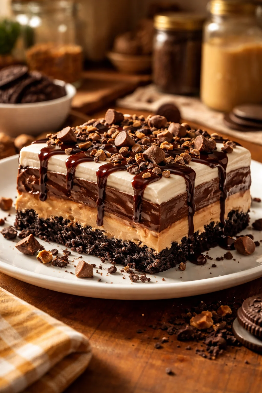 CHOCOLATE PEANUT BUTTER LASAGNA